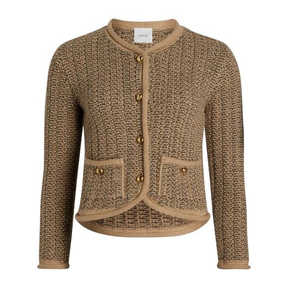 PATOU Neutral Alpaca Wool Blend Knitted Fitted Jacket Size XL - Picture 3 of 10